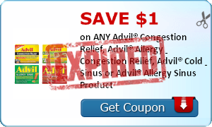 SAVE $1.00 on ANY Advil® Congestion Relief, Advil® Allergy & Congestion Relief, Advil® Cold & Sinus or Advil® Allergy Sinus Product