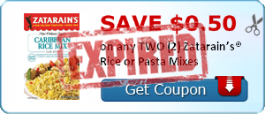 SAVE $0.50 on any TWO (2) Zatarain’s® Rice or Pasta Mixes