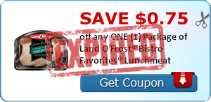 SAVE $0.75 off any ONE (1) Package of Land O'Frost® Bistro Favorites® Lunchmeat