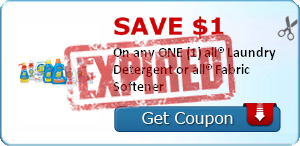 SAVE $1.00 On any ONE (1) all® Laundry Detergent or all® Fabric Softener