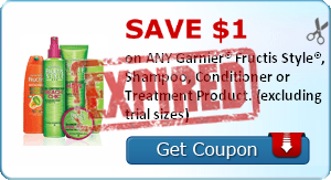 SAVE $1.00 on ANY Garnier® Fructis Style®, Shampoo, Conditioner or Treatment Product. (excluding trial sizes)